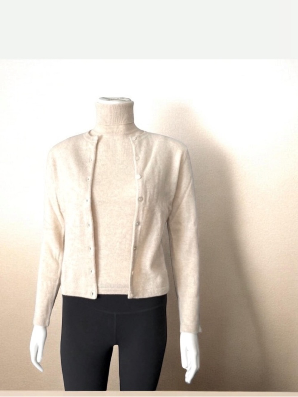 NWOT Exhibition 💯 Cashmere Cardigan Turtleneck Top Set Size M